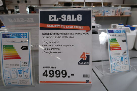 Kondenstørretumbler SCANDOMESTIC WTD 1708 med varmepumpe