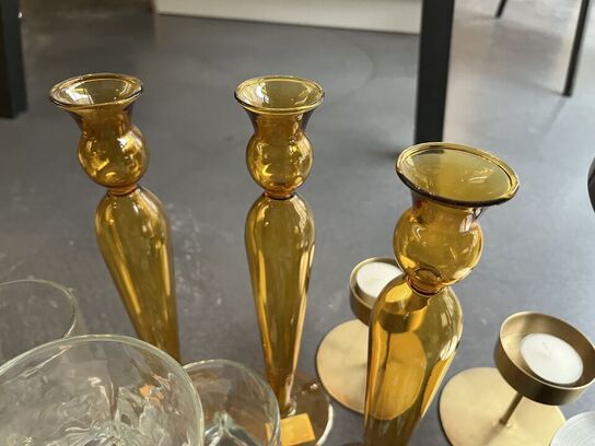 Lampe, lysestager, glas m.v. 