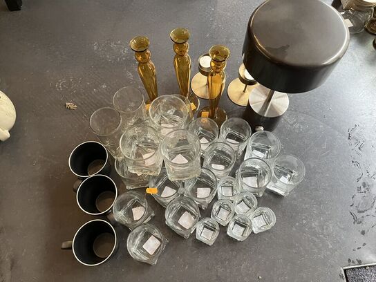 Lampe, lysestager, glas m.v. 