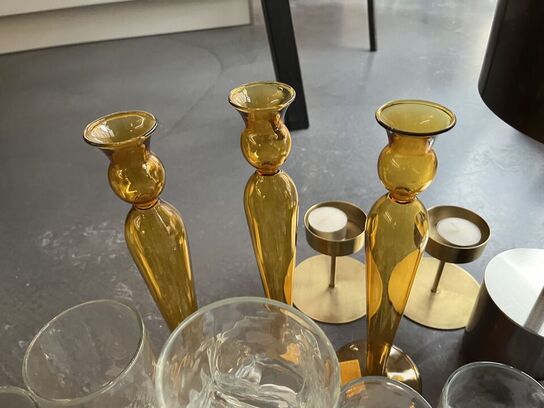 Lampe, lysestager, glas m.v. 