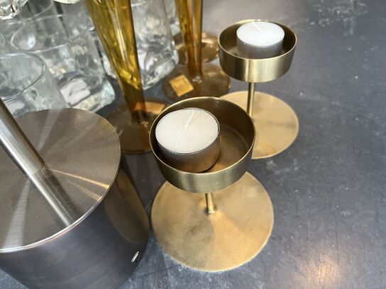 Lampe, lysestager, glas m.v. 