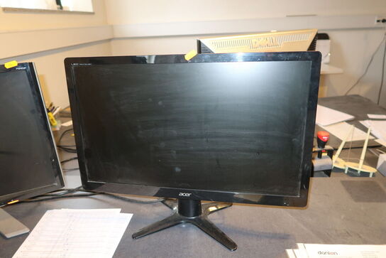 2 stk. computerskærme ACER, labelprinter DYMO, tastatur, mus, computer