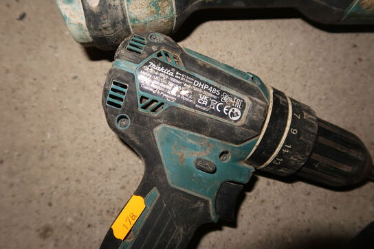 3 stk. akku håndværktøj MAKITA DHP485, DGA506, DJR187