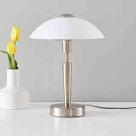 Eglo Solo 1 bordlampe, nikkel, hvid