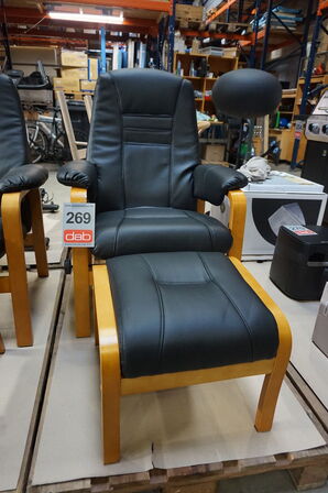 Otium lænestol inkl. fodskammel - sort PU-læder 