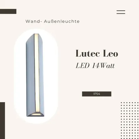 3 stk. lutec udendørslampe leo led 14 watt forkromet aluminium ip54(ubrugt)