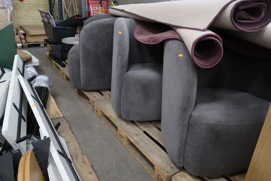 3 stk. Loungestole på drejefod