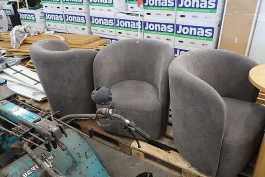 3 stk. Loungestole på drejefod