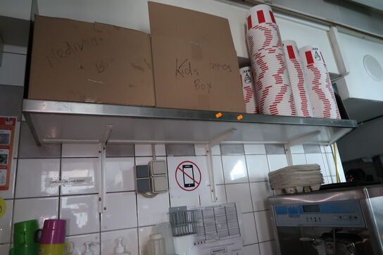 Rustfri stålhylde med indhold