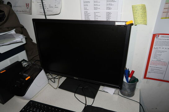 Computerskærm DELL, labelprinter, computer LENOVO, tastatur, mus m.m.