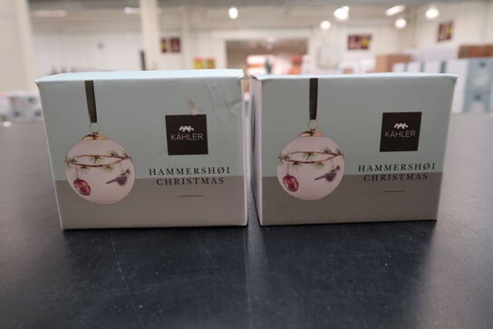 2 stk. KÄHLER Hammershøi Christmas julekugle 2019 hvid Ø6 cm