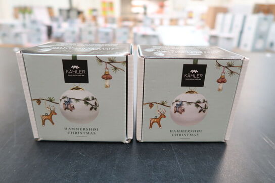 2 stk. KÄHLER Hammershøi Christmas julekugle 2024 hvid Ø6 cm