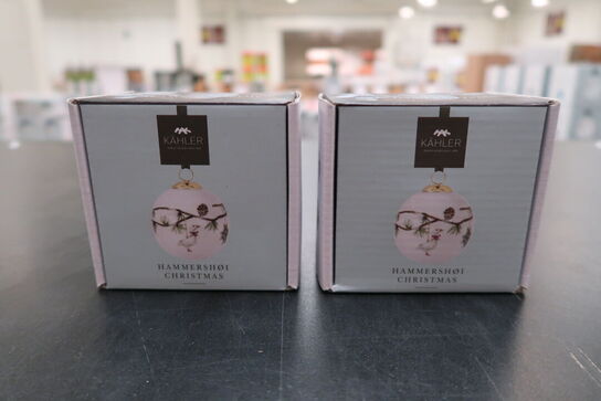 2 stk. KÄHLER Hammershøi Christmas julekugle 2018 hvid Ø6 cm