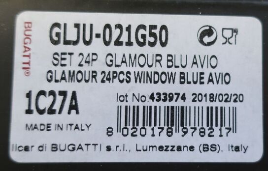 24 stk. bestiksæt BUGATTI GLAMOUR AVIO WINDOW BLUE
