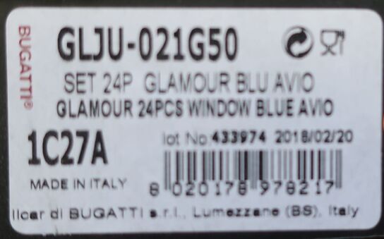 24 stk. bestiksæt BUGATTI GLAMOUR AVIO WINDOW BLUE
