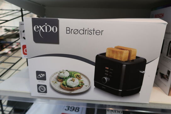 Exido brødrister 2 skiver sort