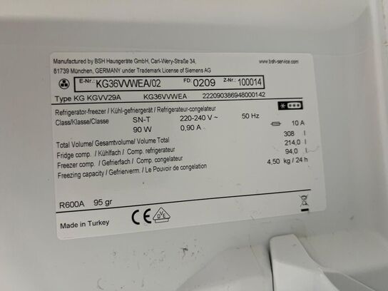 Køle/fryseskab SIEMENS