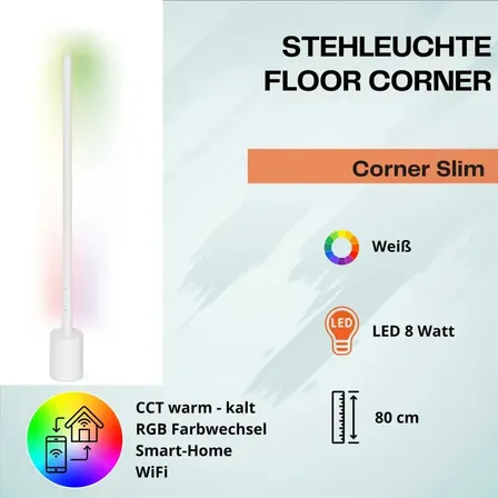 Ledvance gulvlampe corner slim 8 watt led wifi hvid(ubrugt)
