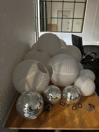 Lamper + diskokugler motor