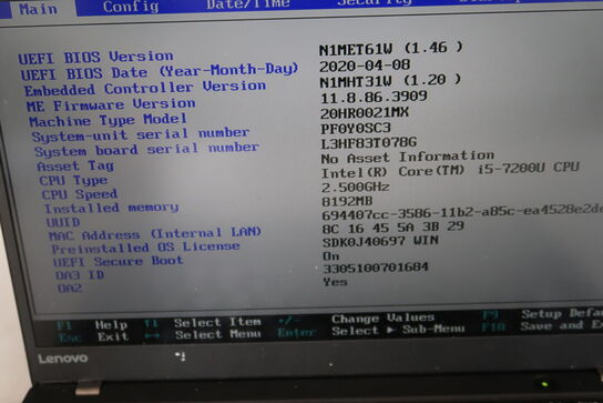 Bærbar computer LENOVO X1 Carbon 5th Gen.