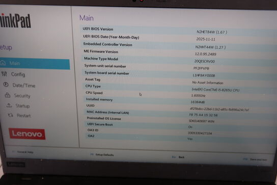 Bærbar computer LENOVO X1 Carbon 7th gen.