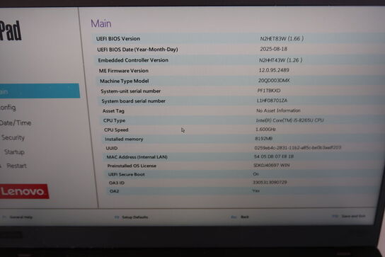 Bærbar computer LENOVO X1 Carbon 7th gen.