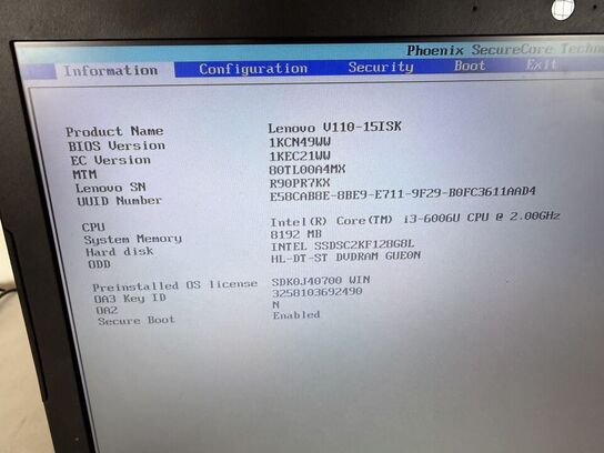 Bærbar computer LENOVO V110-15ISK