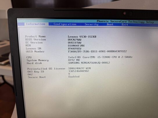 Bærbar computer LENOVO V130-15IKB