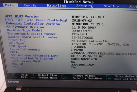 Bærbar computer LENOVO X1 Carbon 5th Gen.