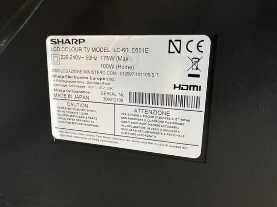 60" TV SHARP LC-60LE651E