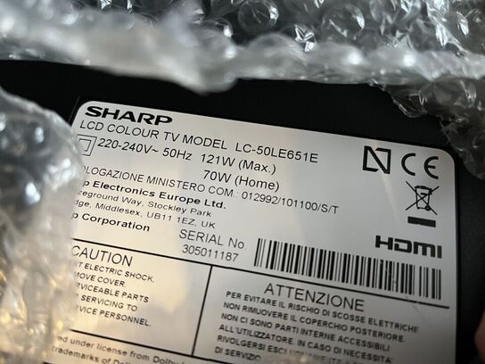 50" TV SHARP LC-50LE651E