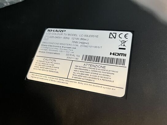50" TV SHARP 50LE651E