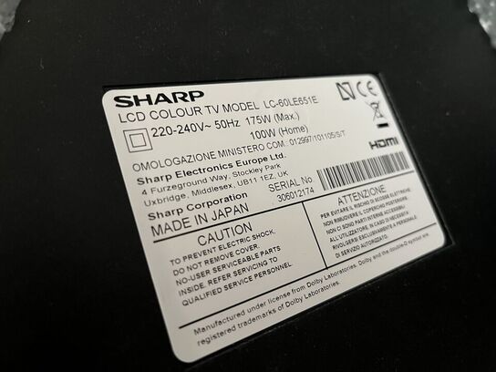 60" TV SHARP LC-60LE651E