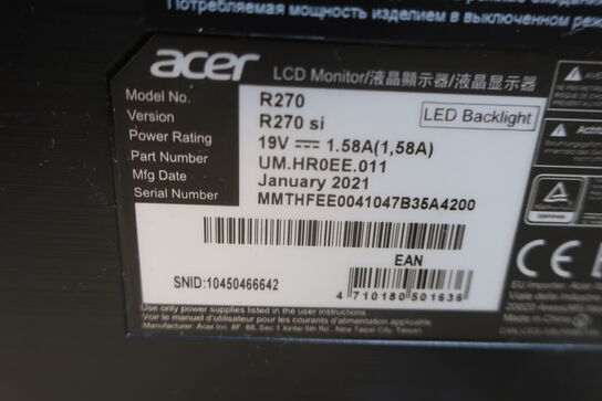 2 stk. skærme ACER R270