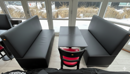 2 Stk  2 Pers. Sofa Moduler, 2 Borde + Stol 