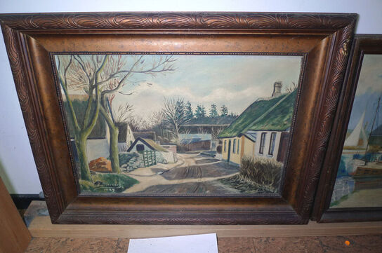 14 stk. malerier i rammer ass. str.