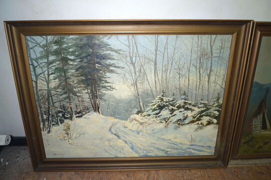 14 stk. malerier i rammer ass. str.