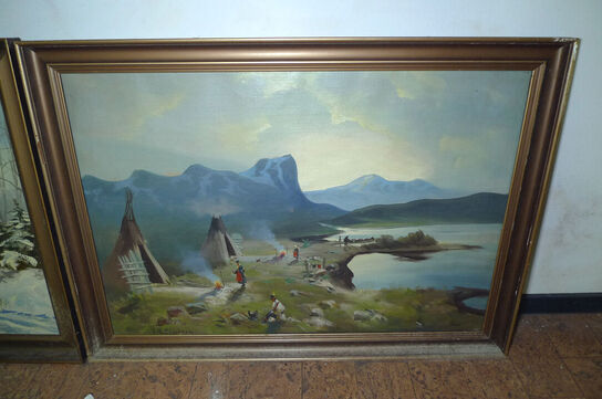 14 stk. malerier i rammer ass. str.