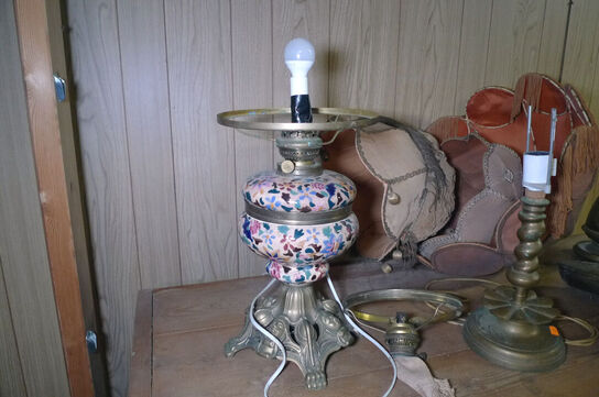 Messing, 2 stk. lamper, kaffekande og sengevarmer, balancevægt