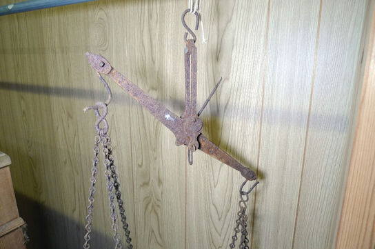 Messing, 2 stk. lamper, kaffekande og sengevarmer, balancevægt