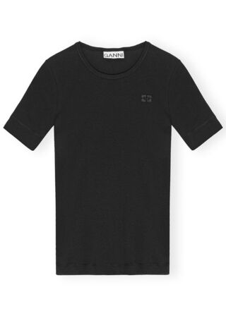 Soft Cotton Rib Short Sleeve T-Shirt GANNI Str.: XL
