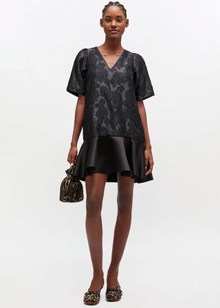 Satin Cloque Mini V-neck Dress GANNI Str.: 34