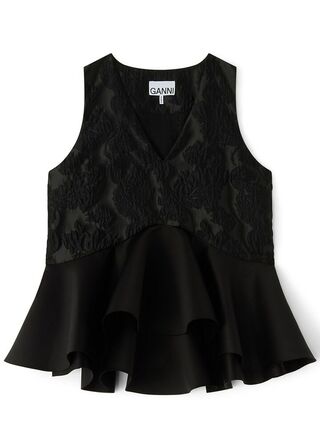 Satin Cloque Sleeveless Peplum Blouse GANNI Str.: 34