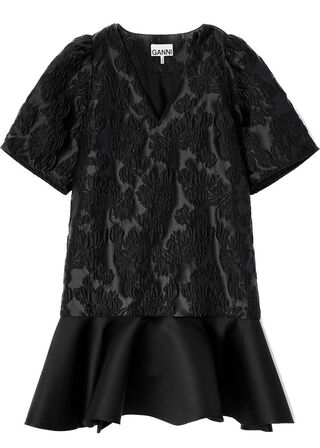 Satin Cloque Mini V-neck Dress GANNI Str.: 40