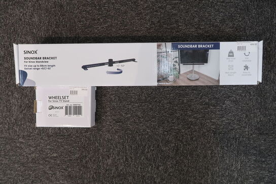 Sinox SWB7146, Soundbar-monteringsbeslag + Hjulsæt til TV gulvstand