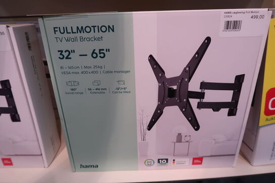 Hama TV Wall Bracket Full Motion VESA up to 400x400 65" 25 kg
