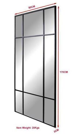 Spejl med sort ramme i jern (170x80cm)
