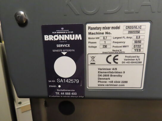 Røremaskine VARIMIXER CR20/VL1C inkl. Tilbehør (ubrugt maskine)