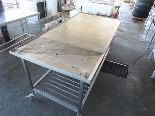 Industrikøkken stålbord på hjul (Tarmbord)