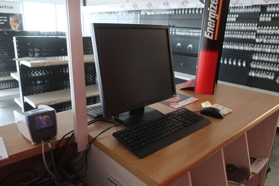 Butiksdisk med indhold (læs beskrivelse)